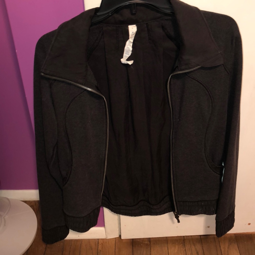 Gray lulu lemon zip up workout jacket